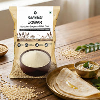 Navdhan Sprouted Jowar Flour 750g | Sprouted Sorghum Millet Flour | Gluten-Free | High Fiber | No Preservatives | Low GI | Enhanced Digestibility